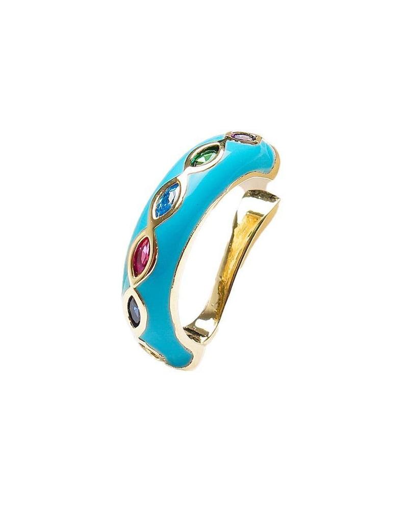 Blue Ear cuff with Multicolor Stones