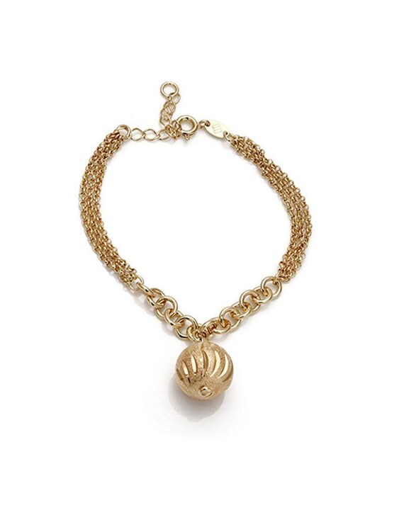 Cable Chain Bracelet With Crafted Ball Sphere in 18k Gold