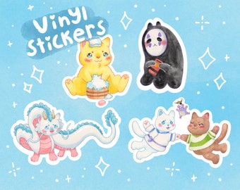 Bathhouse Friends- Anime Inspired Waterproof Vinyl Die Cut Stickers