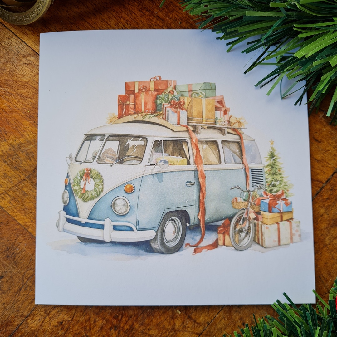 VW Campervan Vanlife Christmas Card - Etsy