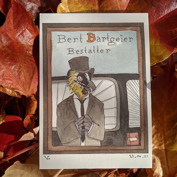 Y's Tieralphabet: Bert Bartgeier, Bestatter - Die Postkarte