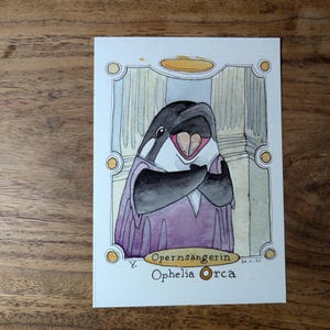 Y's Tieralphabet: Ophelia Orca, Opernsängerin - Die Postkarte