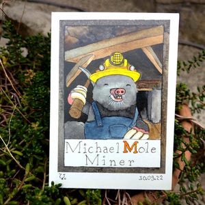 Y's Animal Alphabet: Michael Mole, Miner - the postcard