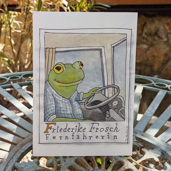 Y's animal alphabet: Friederike Frosch, truck driver - The Postcard