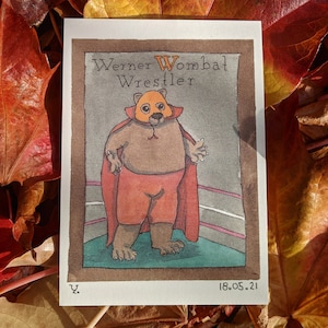 Y’s Tieralphabet: Werner Wombat, lutteur - La carte postale
