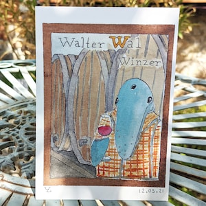 Y’s Animal Alphabet : Walter Wal, Vigneron - La carte postale