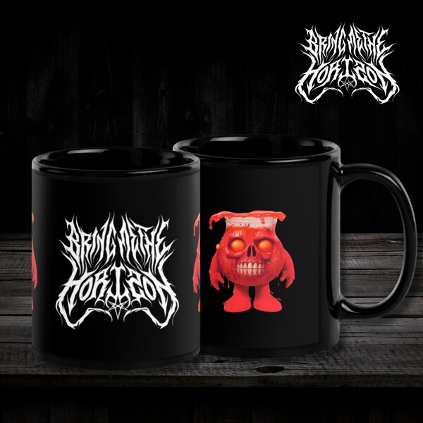 Bring me the horizon Koolaid inspired BMTH Black Glossy Mug. Metal,rock music fan gift. Oli Sykes/post human next gen band merch coffee cup.