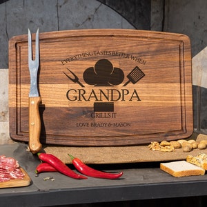 Meat Board, Grilling Gifts, Bbq Gift, Bbq Dad Gift, The Grill Father, Custom Cutting Board, Grilling Tools, Charcuterie Boards, Wooden