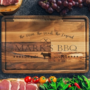 Bbq Cutting Board, Personalized Bbq,  Grill Accessories, The Grill Father, Grilling Board, Grilling Gifts, Dad Cutting Board, Bbq Carving