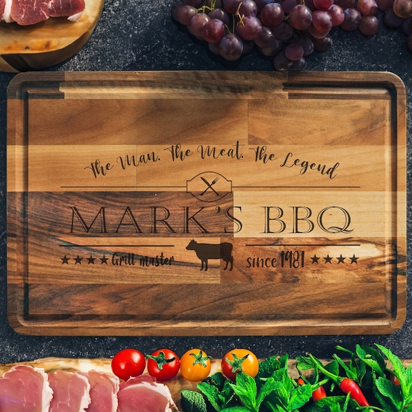 Bbq Cutting Board, Personalized Bbq,  Grill Accessories, The Grill Father, Grilling Board, Grilling Gifts, Dad Cutting Board, Bbq Carving