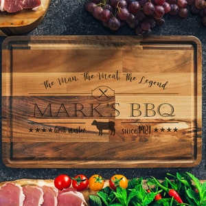 Charcuterie Boards, Grilling Gifts, Custom Cutting Board, Personalize Bbq, Personalized Bbq, Grilling Board, Oak Cutting Board, Meat Cutting