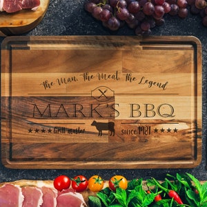 Bbq Carving Board,  Bbq Cutting Board, Meat Board, Personalized Bbq,  Grill Accessories, Meat Cutting Board, Bbq Dad Gift,  Grilling Tools,