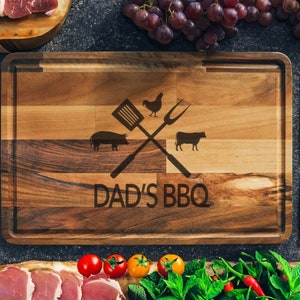 Bbq Gift, Grill Accessories, Wooden Cutting Board, Meat Cutting Board, Bbq Carving Board, Custom Cutting Board, Grilling Tools, Walnut