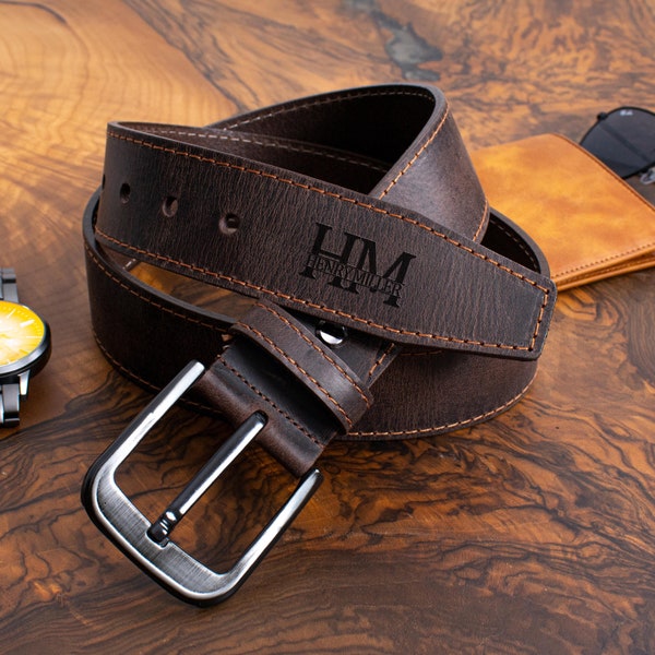 Custom Handmade Belt - Anniversary Gift - Engraved Leather Belt - Grooms Men Gift - Genuine Leather - Gift for Boyfriend - Best Man Gift