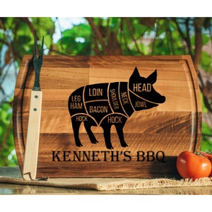 Bbq Cutting Board, Grilling Gifts, Oak Cutting Board, Personalized Bbq, Dad Cutting Board, Meat Board, Grilling Board, Bbq Dad Gift