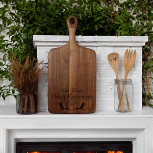 Custom Retirement Cutting Board, Personalized Cutting Board, Housewarming Gift, Realtor Closing Gift, Retirement Gift, Charcuterie Boards