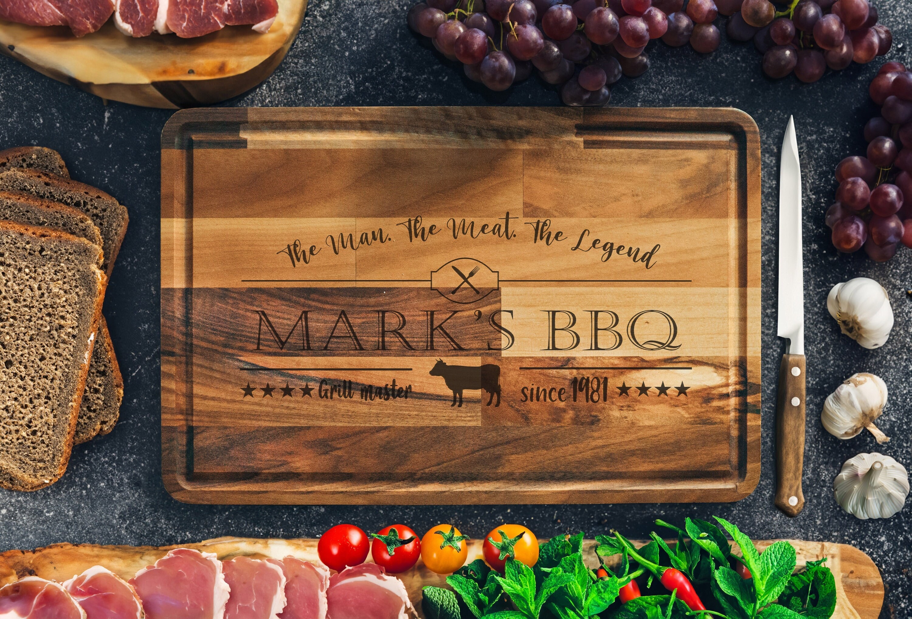 Personalized XL Maple Cutting Board - The Man, The Meat, The Legend