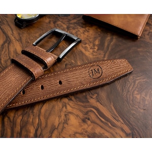 Personalized Leather Belt - Custom Engraved Valentine&#39;s Day Gift for Him, Full Grain Belt for Anniversary or Birthday