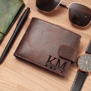 Billetera de cuero para hombre, billetera triple, billetera personalizada, billetera pequeña, billetera con monograma, billetera grabada, billetera para hombre, billetera plegable,