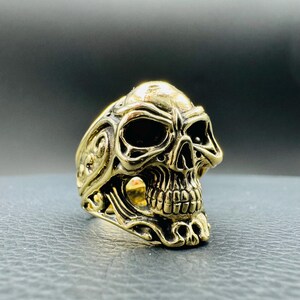 Brass Ring Skull Vintage Ring, gothic vintage oxidation style, high quality polished.