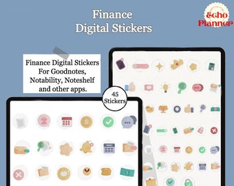 Finance Digital Stickers: Budget Planner, Goodnotes, Notability (PNG)