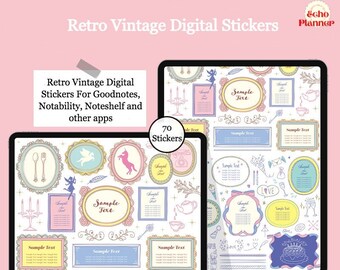 Vintage Style Digital Stickers | Retro Goodnotes Stickers for Planning| Sticker Book Digital Planner Widgets| Fantasy Aesthetic Stickers