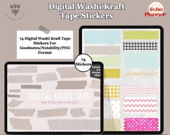 Minimalist Digital Washi Tape Stickers: GoodNotes Planner (PNG)
