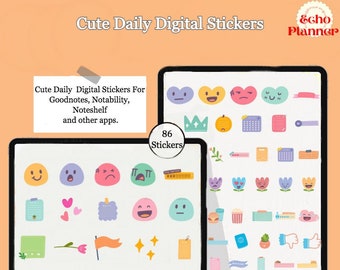 Cute Daily Life Style Digital Stickers | Mood Digital Stickers | Emoji Stickers | Daily Life Stickers | Goodnotes Planner Sticker|Precropped