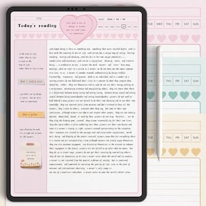 Lindas plantillas de páginas digitales para aplicaciones para tomar notas / Plantillas de papel de notas imprimibles / Plantillas de notabilidad de Goodnotes de papel de notas colorido del corazón