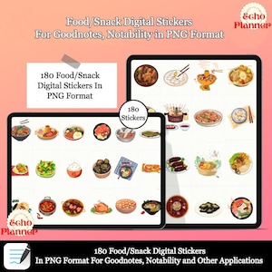 Food and Snack Digital Stickers Pack For Digital Planner , PNG Files of Digital Stickers For All Applications, Goodnotes Planner Stickers