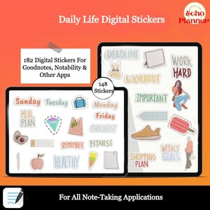 Daily Life Cute Digital Stickers For Digital Planner | Goodnotes, Notability, Onenote Stickers | Life Style Stickers | Daily Stickers