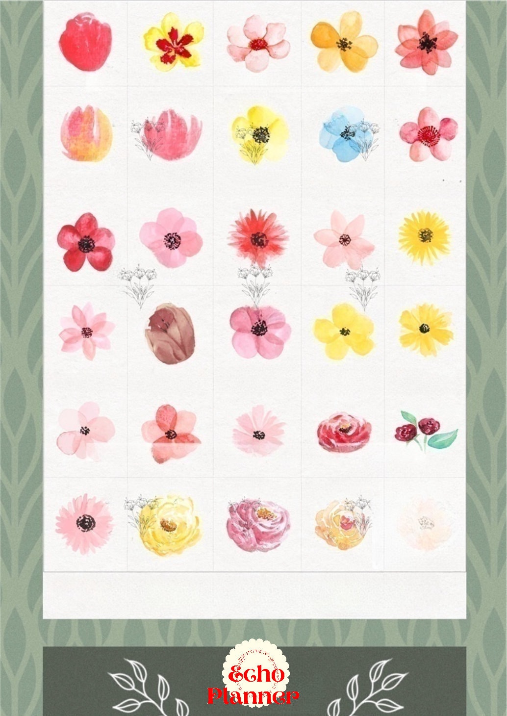 Flower Digital Stickers for Goodnotes, Notability, PNG Files of Digital Stickers Floral Stickers