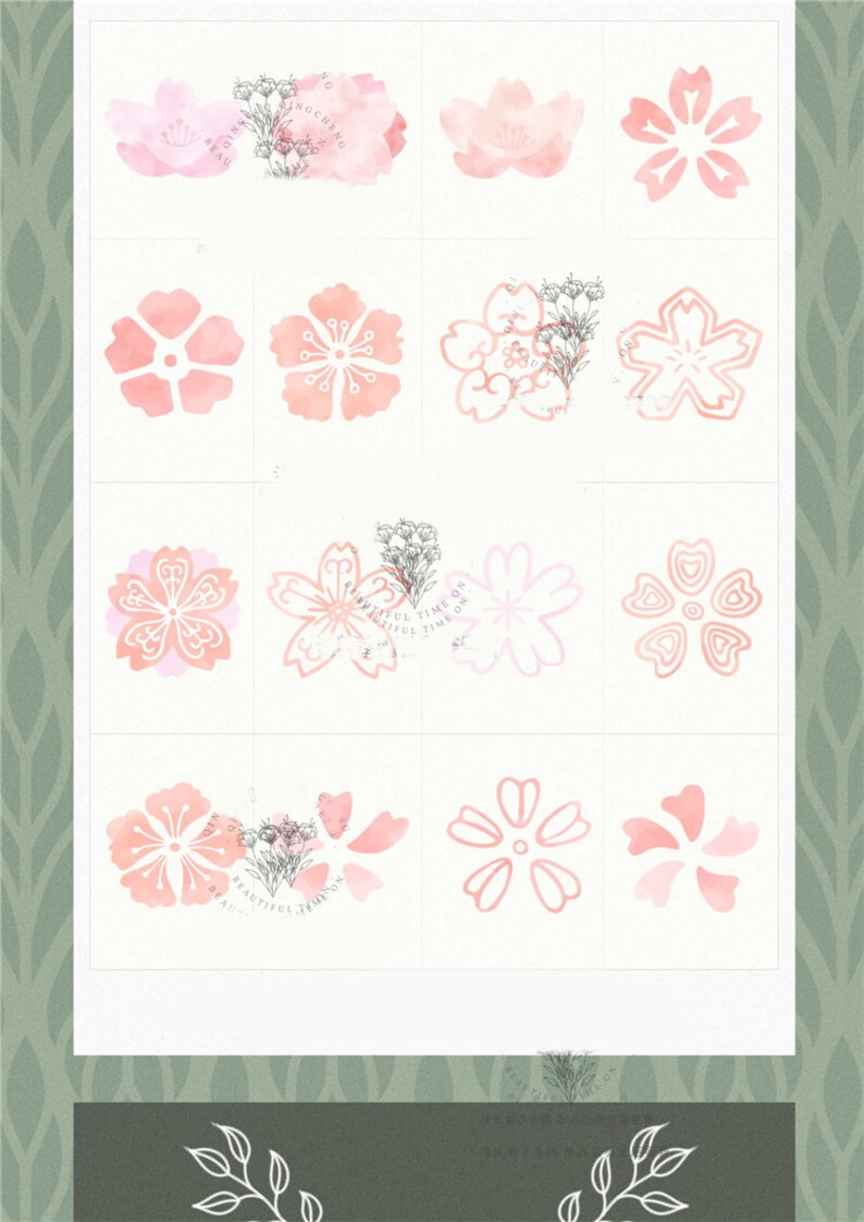 Pink Floral Digital Sticker Book: 144 PNG Stickers for Goodnotes - Etsy