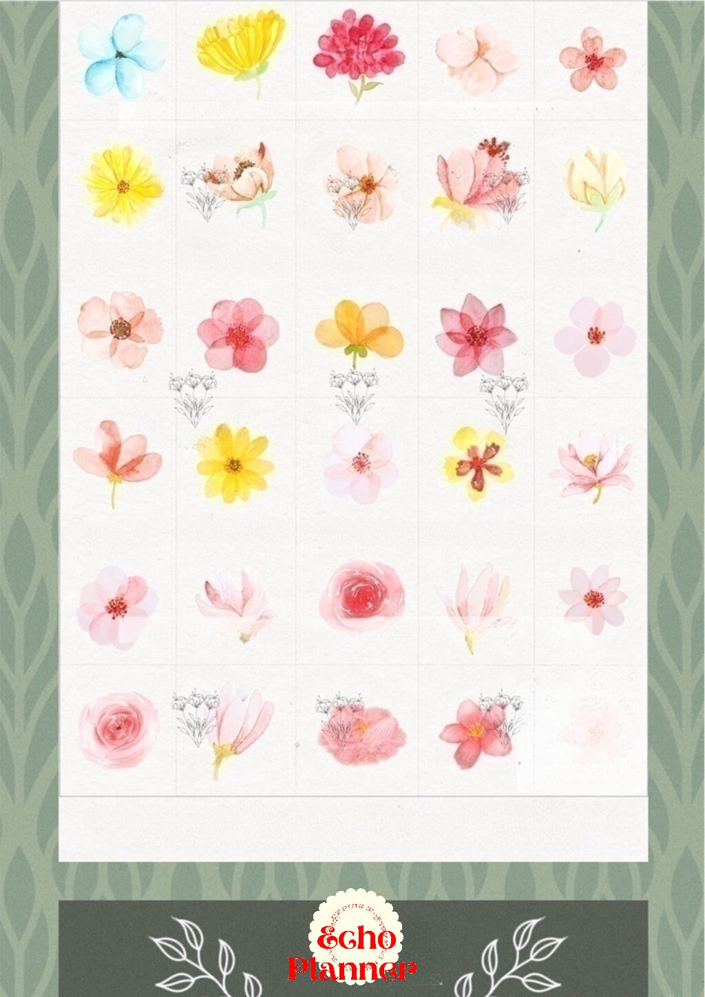 Flower Digital Stickers for Goodnotes, Notability, PNG Files of Digital Stickers Floral Stickers