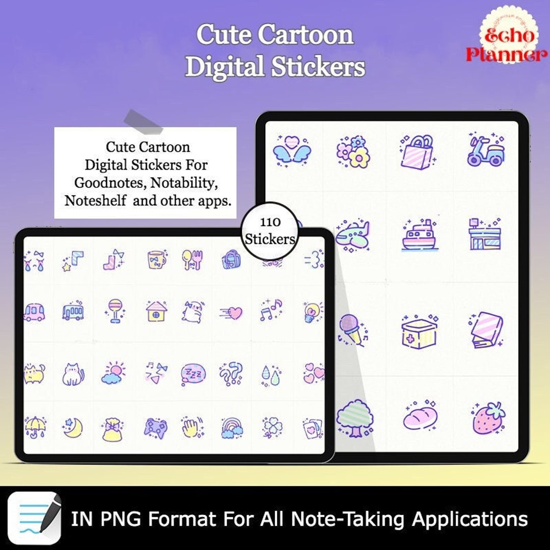 Cute Cartoon Daily Digital Stickers | Goodnotes Digital Sticker | Cute ...