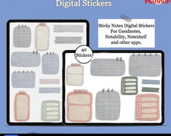 Cute Sticky Notes Digital sticker Book For Digital Planner | 3D Sticky Notes Goodnotes Stickers |Sticky Notes Goodnotes Elements|PNG sticker