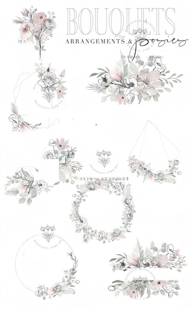 Floral Digital Sticker Book: 196 PNG Stickers for Goodnotes ...
