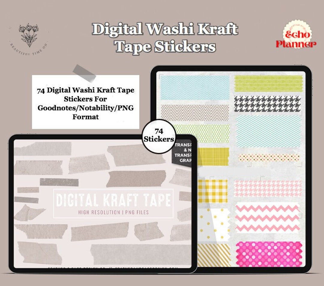 Minimalist Digital Washi Tape Stickers | Goodnotes Stickers | Printable ...