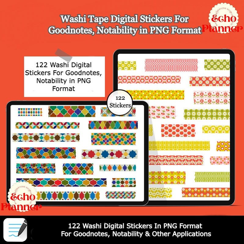 Cute Washi Tape Stickers I Decoration Embellishment I iPad Digital ...