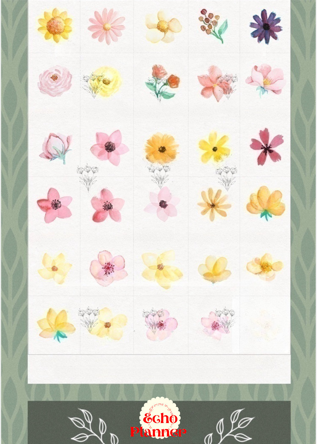 Flower Digital Stickers for Goodnotes, Notability, PNG Files of Digital Stickers Floral Stickers
