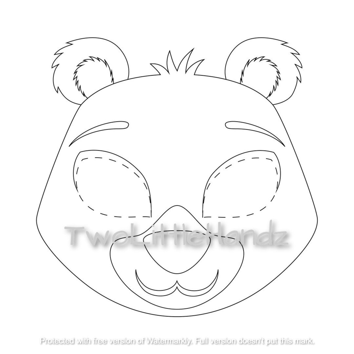 Bear Printable Mask Animal Masks for Kids Party Printable Coloring Page ...