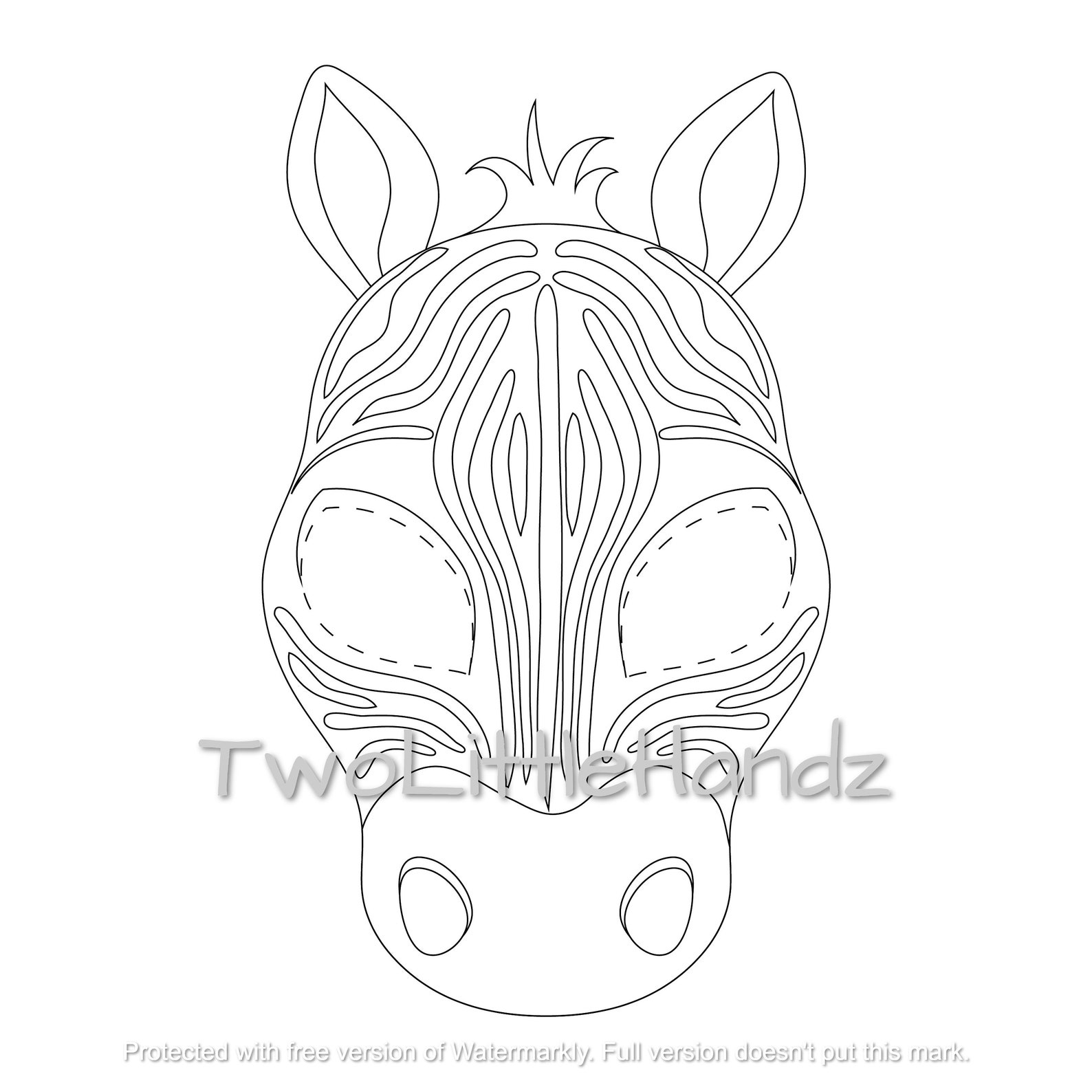 Zebra Printable Mask Animal Masks for Kids Party Printable Coloring ...