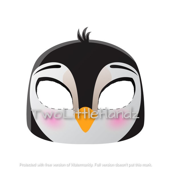 Penguin Máscara imprimible / Máscaras de animales para niños / Fiesta imprimible / Página para colorear Descarga digital / Kids Craft Imprimible