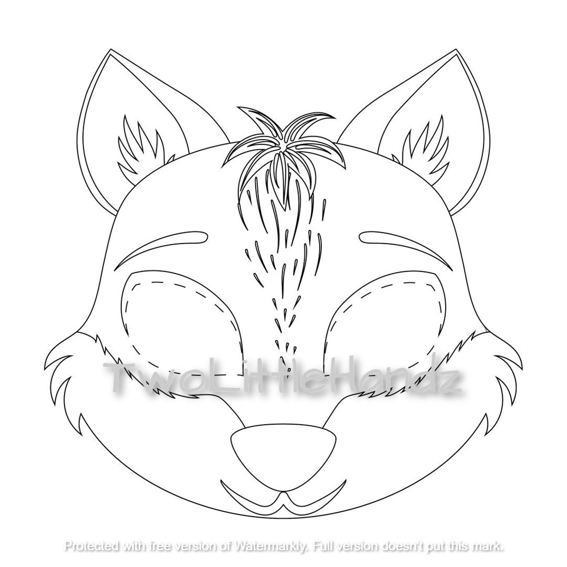 Fox Printable Mask Animal Masks for Kids Party Printable Coloring Page