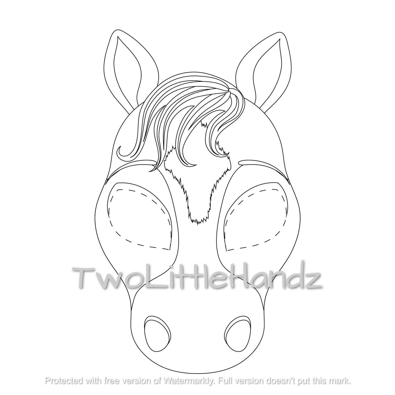 Horse Printable Mask Animal Masks for Kids Party Printable Coloring ...