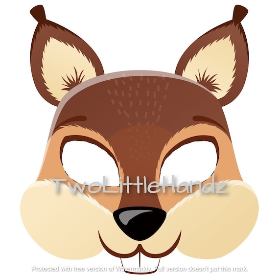 Squirrel Printable Mask Animal Masks for Kids Party Etsy