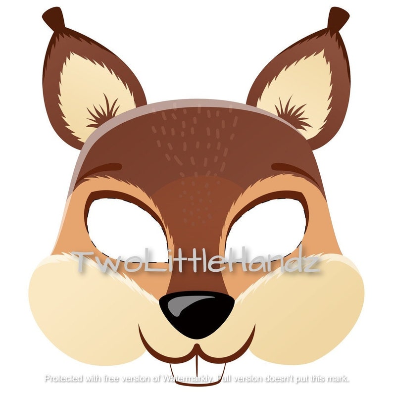 Squirrel Printable Mask Animal Masks for Kids Party Printable Coloring ...