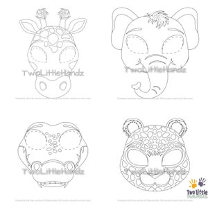 Safari Animal Masks Bundle Animal Masks for Kids Crocodile Elephant ...