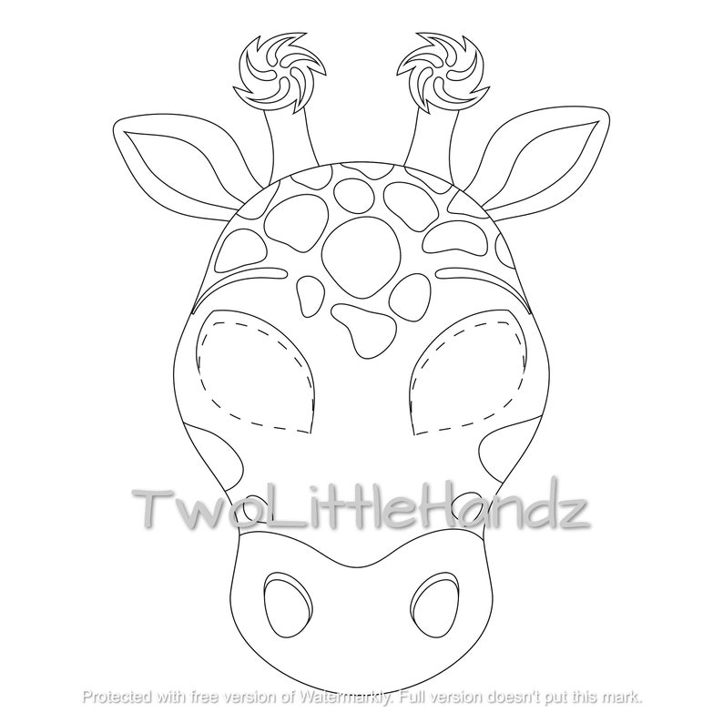 Giraffe Printable Mask Animal Masks for Kids Party Printable Coloring ...