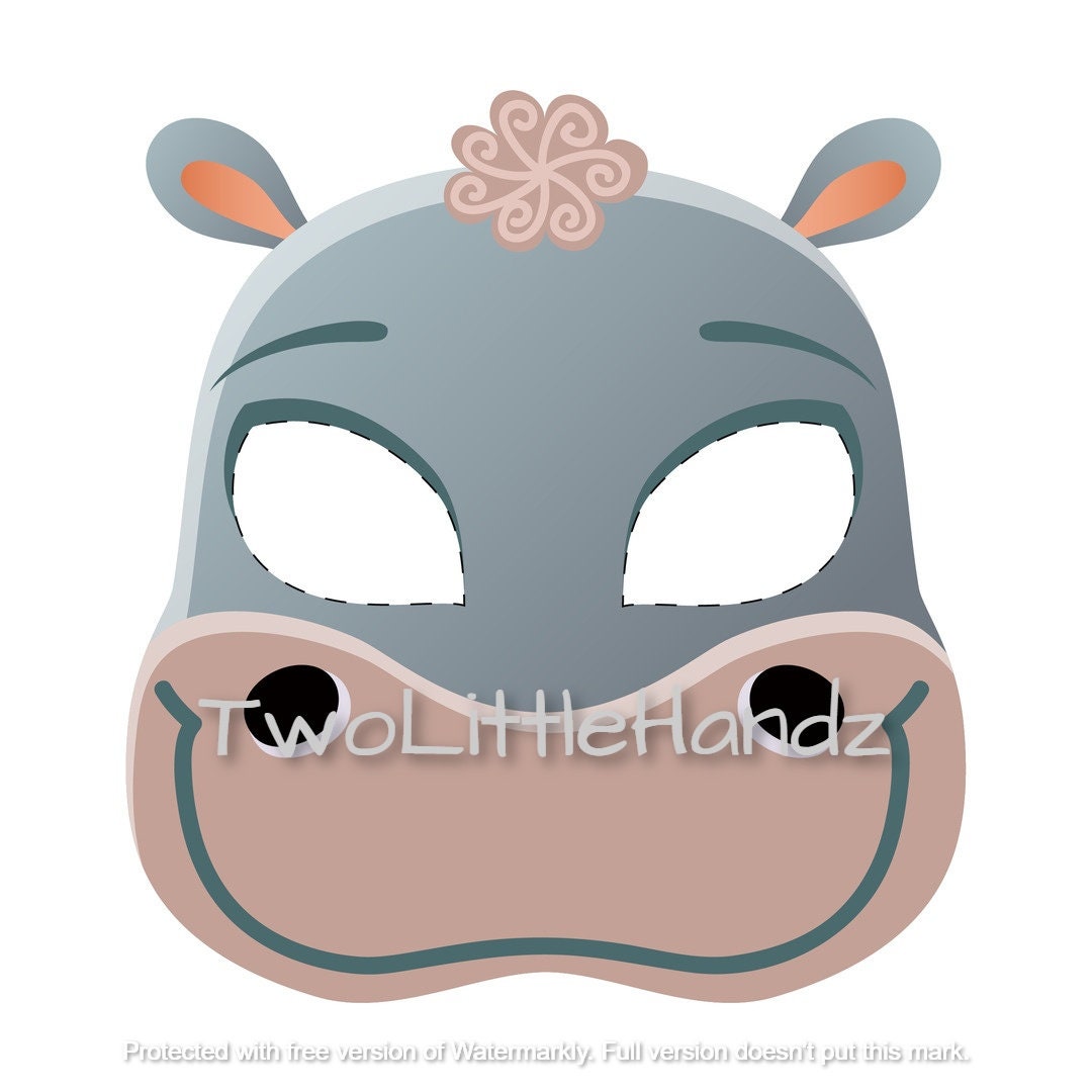 Hippo Printable Mask Animal Masks for Kids Party Printable - Etsy UK